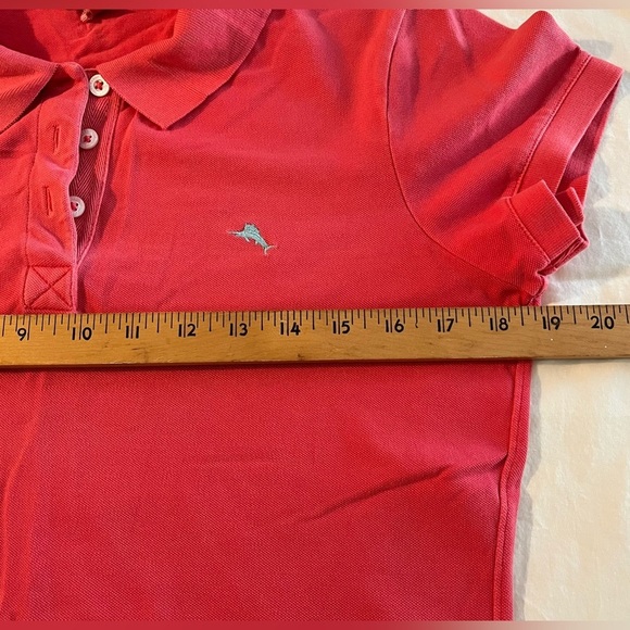 Tommy Bahama (Relax) Women’s Coral/Orange Polo Shirt w/Logo, 3-Button; Size M - Picture 9 of 10